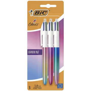 Bic 4 cores gradiente retrátil óleo caneta caixa 511030/ 3 unidades/ 4 cores de tinta/ gradiente cor corpo BIC - 1