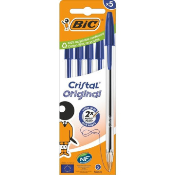 Caixa de canetas Bic Cristal Original Oil Ink 516344/ 5 unidades/ Azul BIC - 1