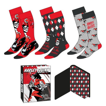 Conjunto de 3 meias adultas Harley Quinn DC Comics  - 1