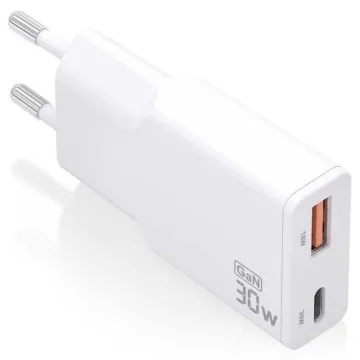 Carregador de parede Aisens ASCH-30W2P046-W GaN/ 1xUSB Tipo C/ 1xUSB/ 30W AISENS - 1