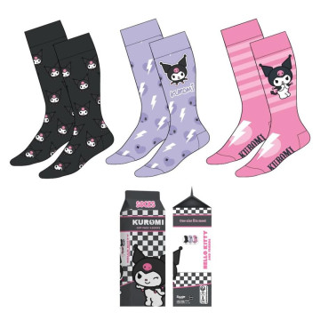 Conjunto de 3 meias adultas Kuromi Hello Kitty  - 1