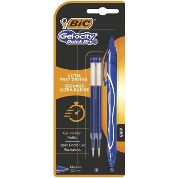 Canetas de tinta gel retráteis Bic Gelocity Quick Dry 951757/ 1 unidade/ 2 recargas/ Azul BIC - 1