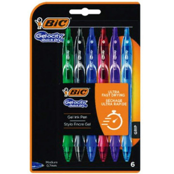 Canetas de tinta gel retráteis Bic Gelocity Quick Dry 964769/ 6 unidades/ sortidas BIC - 1