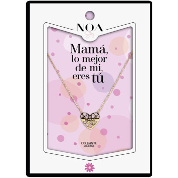 Pingente de coração Mama em aço banhado a ouro - Mãe, a melhor coisa da minha vida é você.  - 1