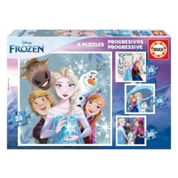 EDUCA - Puzzle Progressivos Frozen 12-16-20-25 19735  - 1