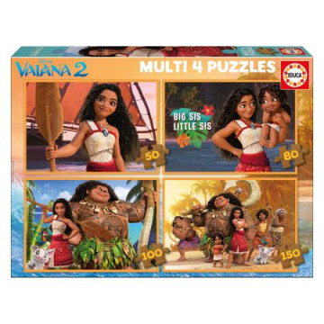 EDUCA - Puzzle Multi 4 Puzzles 50-80-100-150 Vaiana 2 20104  - 1
