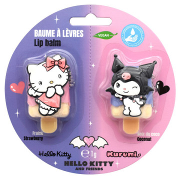 Conjunto de 2 protetores labiais 3D Kuromi e Hello Kitty  - 1