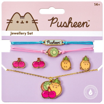 Conjunto de pingente + pulseiras + brincos Pusheen  - 1