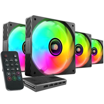 Pacote com 4 Mars Gaming MF-SI4KIT/ 12 cm + HUB + Controle Remoto/ Ventoinhas ARGB Mars Gaming - 1