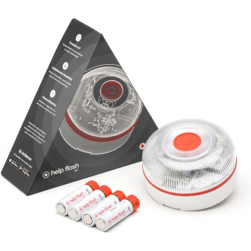 Luz baliza de emergencia para coche Help Flash V16 Connected IoT/ Homologada/ Base Imantada/ Geolocalizable/ Funciona a Pilas HE