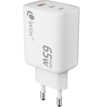 Carregador de parede Leotec LECSPH65W3W2 GaN/ 2xUSB Tipo C/ 1xUSB/ 65 W Leotec - 1