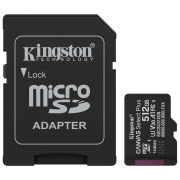 Cartão de memória Kingston CANVAS Select Plus microSD XC de 512 GB com adaptador/ Classe 10/ 150 MB KINGSTON - 1