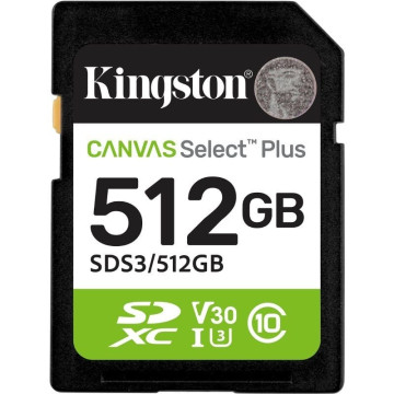 Cartão de memória Kingston CANVAS Select Plus 512 GB SD XC/ Classe 10/ 150 MB KINGSTON - 1