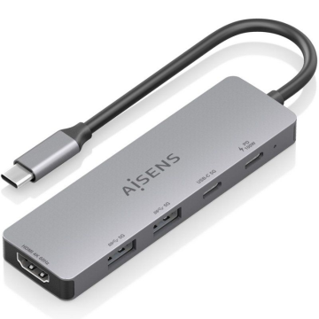 Docking USB Tipo-C Aisens ASUC-5P028-GR/ 1xHDMI/ 2xUSB/ 2xUSB Tipo-C/ 1xUSB Tipo-C PD/ Cinza AISENS - 1