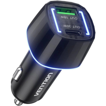Carregador de carro Vention FFRB0/ 1xUSB-Tipo C/ 1xUSB/ 48W VENTION - 1