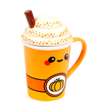 Caneca com tampa de abóbora Foodiemals Latte 325ml PUCKATOR - 1
