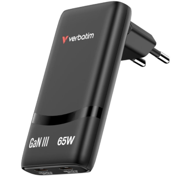 Carregador de parede Verbatim Fold 'n' Go GaN/ 2xUSB Tipo C/ 65 W VERBATIM - 1
