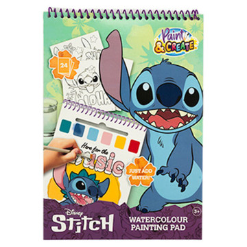 Livro de desenho Stitch Disney + aquarela e pincel CANENCO - 1