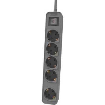 Filtro de linha Philips CHP2154G/12 com interruptor, 5 tomadas/cabo de 1,5 m/cinza PHILIPS - 1