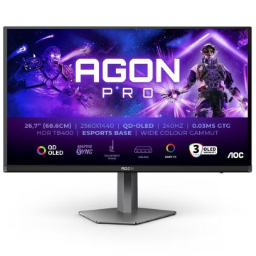 Monitor Gamer Ultrawide AOC AG276QZD2 de 26,5" / WQHD / Multimídia / 0,03ms / 240Hz / QLED / Altura Ajustável / Preto AOC - 1