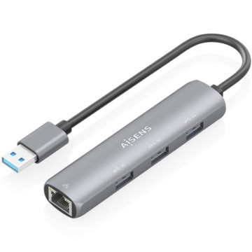 Hub USB Aisens ASUC-4P034-GR/ 3xUSB/ 1xRJ45/ Cinza AISENS - 1