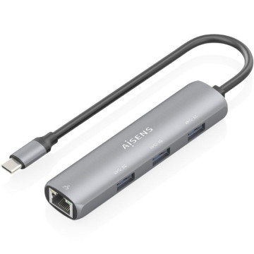 Hub USB Tipo-C Aisens ASUC-4P038-GR/ 3xUSB/ 1xRJ45/ Cinza AISENS - 1