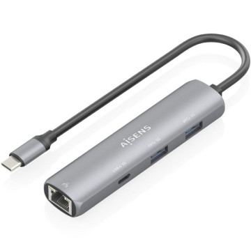 Hub USB Tipo-C Aisens ASUC-4P038-GR/ 1x USB Tipo-C/ 2x USB/ 1x RJ45/ Cinza AISENS - 1