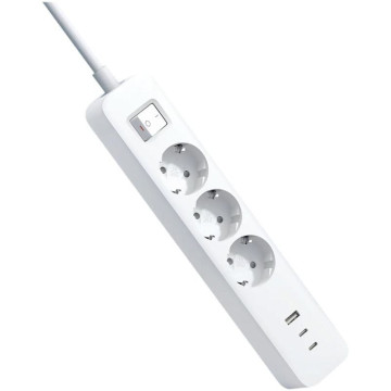 Régua de energia Xiaomi 20W com interruptor / 3 tomadas / 1 porta USB / 2 portas USB tipo C / Cabo de 1,4 m / Branca XIAOMI - 1