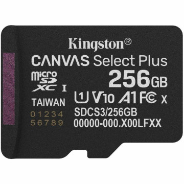 Cartão de memória microSD XC Kingston CANVAS Select Plus de 256 GB / Classe 10 / 150 MB/s KINGSTON - 1