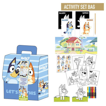 Conjunto de mochila Bluey para colorir  - 1