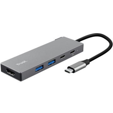 Docking USB Type-C Trust Dalyx/ 2xUSB/ 1xHDMI 4K/ 2xUSB Type-C/ Cinza TRUST - 1