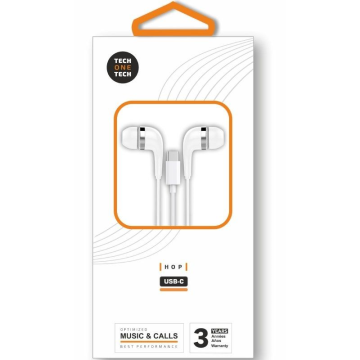 Fones de ouvido intra-auriculares Tech One Tech earTECH TEC1304/ com microfone/ USB Tipo C/ Branco TECH ONE TECH - 1