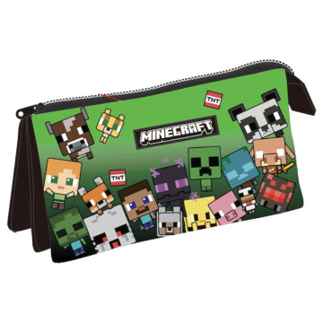 Estojo triplo para lápis com estampa do Minecraft  - 1