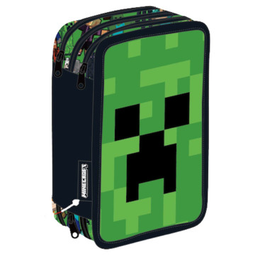 Estojo triplo para lápis com personagens de Minecraft  - 1