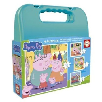 EDUCA - Puzzle Maleta Progressivos Peppa Pig 6-9-12-16 20328  - 1