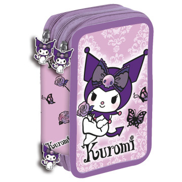 Estojo triplo roxo Kuromi Hello Kitty  - 1