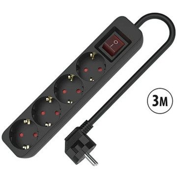 Régua de energia TM ELECTRON TMUAD534SBK com 4 tomadas e cabo de 3 metros. TM ELECTRON - 1