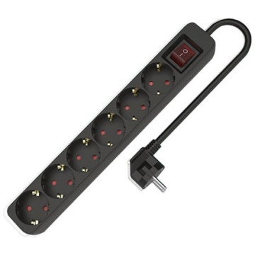 Régua de energia TM ELECTRON TMUAD506SBK com 6 tomadas e 1,5 m TM ELECTRON - 1