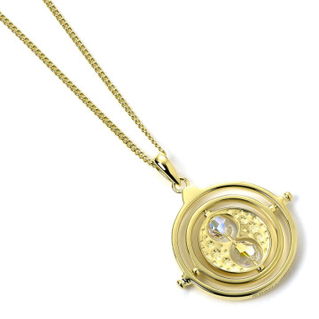 Pingente Vira-Tempo de Harry Potter, banhado a prata com detalhes em ouro.  - 1