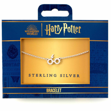 Pulseira prateada de Harry Potter com óculos e relâmpagos  - 1