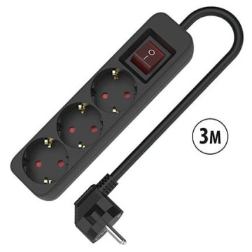 Régua de energia TM ELECTRON TMUAD533SBK com 3 tomadas e cabo de 3 metros. TM ELECTRON - 1