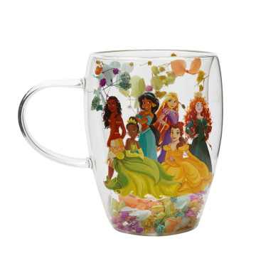 Caneca de vidro com flores secas, Princesas da Disney  - 1