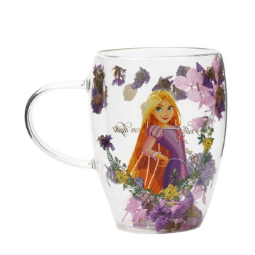 Caneca de vidro com flores secas, Rapunzel, Princesas da Disney  - 1