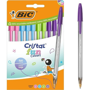 Canetas de tinta a óleo Bic Cristal Fun 524176 / 10 unidades / Cores sortidas BIC - 1