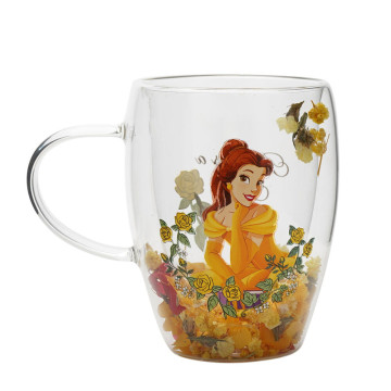 Caneca de cristal com flores secas, Princesa Bela da Disney  - 1