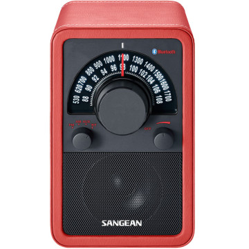 Rádio FM Bluetooth Sangean WR-15 em couro vermelho  - 1