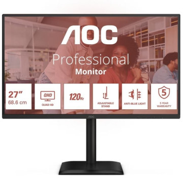 Monitor profissional AOC Q27E4CV de 27" / QHD / Multimídia / Altura ajustável / Preto AOC - 1