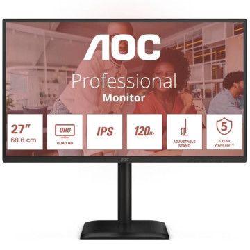 Monitor profissional AOC Q27E4U de 27" / QHD / Multimídia / Altura ajustável / Preto AOC - 1