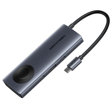 Docking USB Type-C com carregamento sem fio Vention TPMHB/ 1xHDMI 4K/ 2xUSB/ 1xUSB Type-C/ 1xUSB Type-C PD/ Cinza VENTION - 1