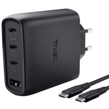 Carregador de parede GaN Trust Maxo 65W 26067/ 3x USB Tipo-C/ 1x USB/ Inclui cabo USB Tipo-C/ 65W TRUST - 1